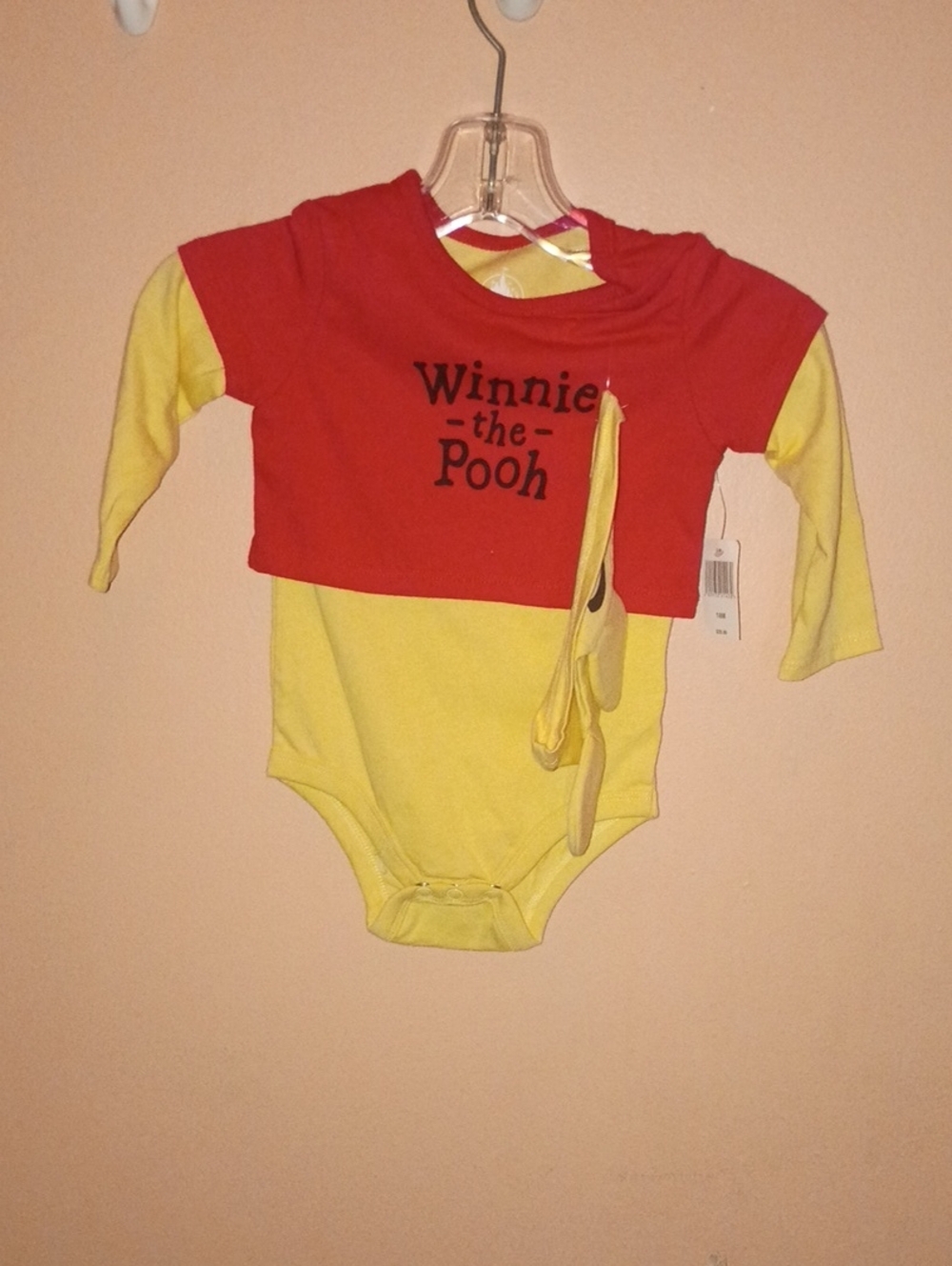Disney Winnie-the-Pooh Red & Yellow Baby One-Piece